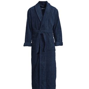 Big and tall men’s Turkish cotton bathrobe Land’s End Navy soft!